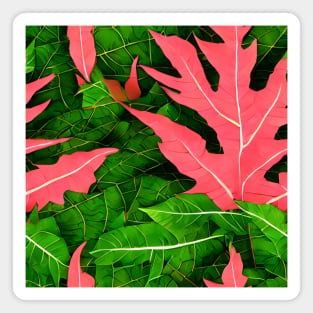 Beautiful Pink and Green Leaf Pattern Magnet